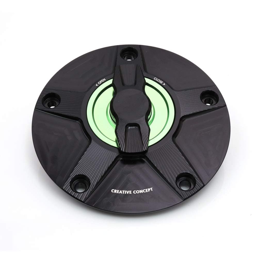 MC Motoparts NIMBLE Green Rapid Quick Lock Fuel Gas Cap For Kawasaki ZX-6R ZX-10R Ninja 2007-2017 14 15 16 18 (Green)