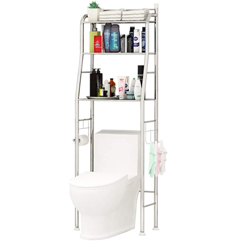 Yaotop Shelf Bathroom Space Saver,3-Tier Toilet Towel Storage Rack Holder Over The Bathroom Toilet Shelf Organizer,18.8" X 18.8" X 65.3",(Stainless steel)