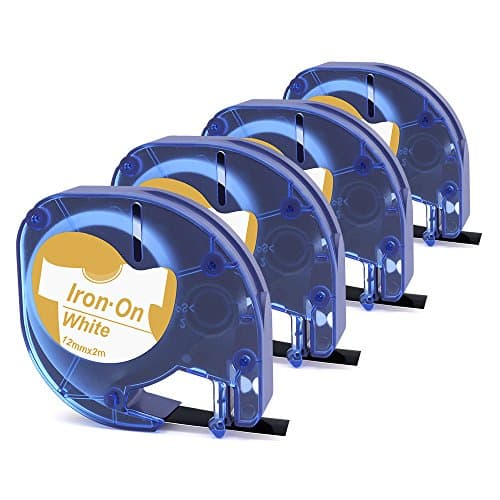 Startup Letratag Iron-On Fabric Labels, Replace Dymo Plastic Labels Refill 18771, Black on White Label Tapes, Compatible with DYMO LetraTag LT-100H Plus, LetraTag LT-100H, 1/2 inch x 6.5 Foot, 4-Pack