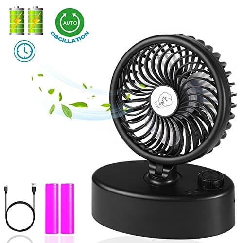 Table Oscillating Fan & Desk Fan with Double Battery Operated, Super Quiet, Adjustable Speeds Rechargeable, Powered by USB or Rechargeable Battery, Perfect Small Personal Fan for Table & Outdoor