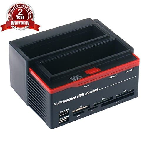 FUHAOXUAN CXD-892U2IS Dual Slots Hard Drive Station USB 2.0 to IDE SATA with USB Hub and Card Reader for 2.5 3.5 Inch IDE SATA I/II/III HDD SSD (No Support the WD IED Hard Drive)