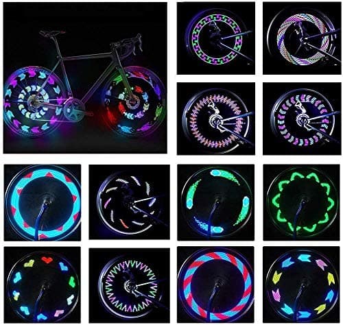 JASLITE Bicycle Wheel Lights, LED Bike Lights Waterproof Design Spoke Tire Lights Bicycle Color Led Lights for Kids Adults-14LED 30Patterns Change Ultra Bright,Automatic & Manual Dual Switch
