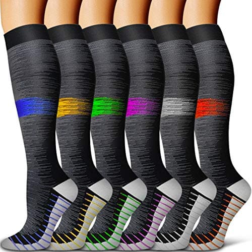 BLUEENJOYCopper Compression Socks for Women & Men (6 pairs) - Best Support for Nurses, Running, Hiking, Recovery