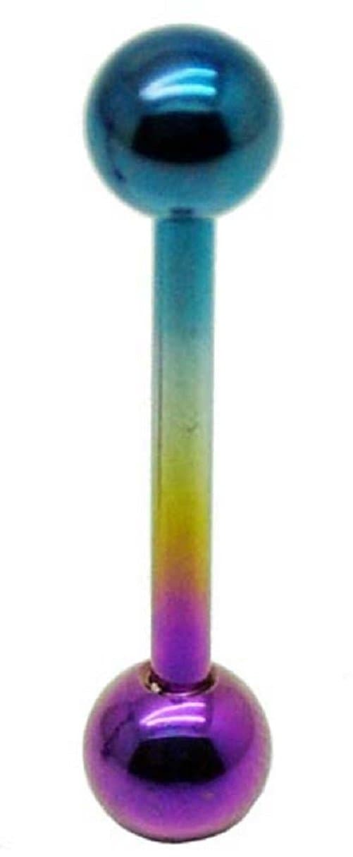 Aremika 12mm Titanium Tongue Bar Rainbow Finish