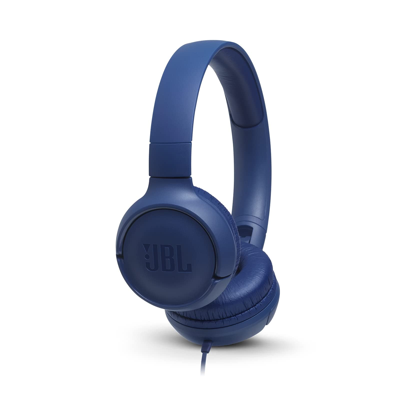 JBL Tune 500 On-Ear Lightweight Foldable Headphones with Pure Bass Sound, 1-Button Remote with Built-In Microphone, Blue