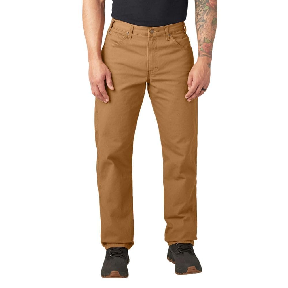 Dickies Men's Relaxed Fit Straight-Leg Duck Carpenter Jean, Brown Duck, 34W x 32L