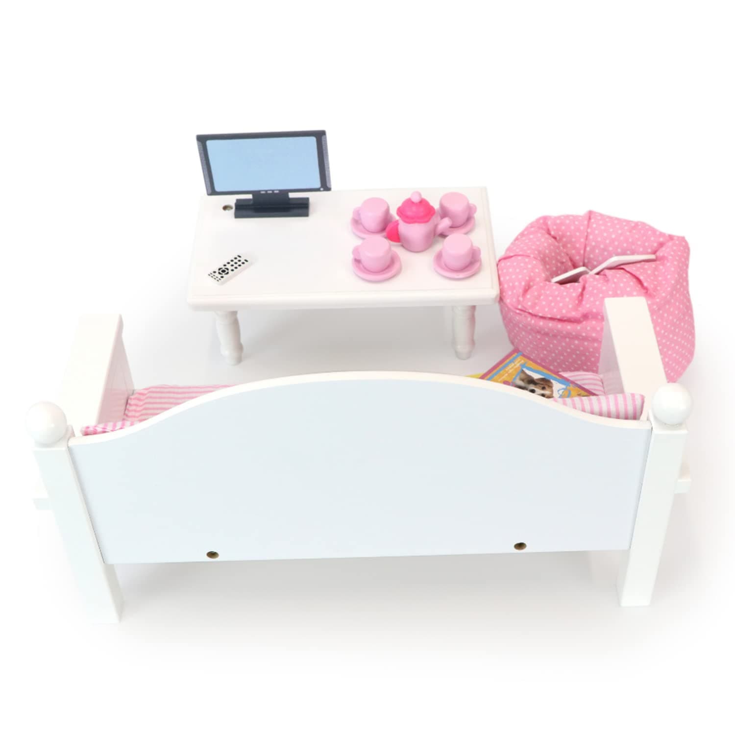 46cm Doll Furniture Sofa & Coffee Table Set w/ Accessories - Playtime by Eimmie Collection