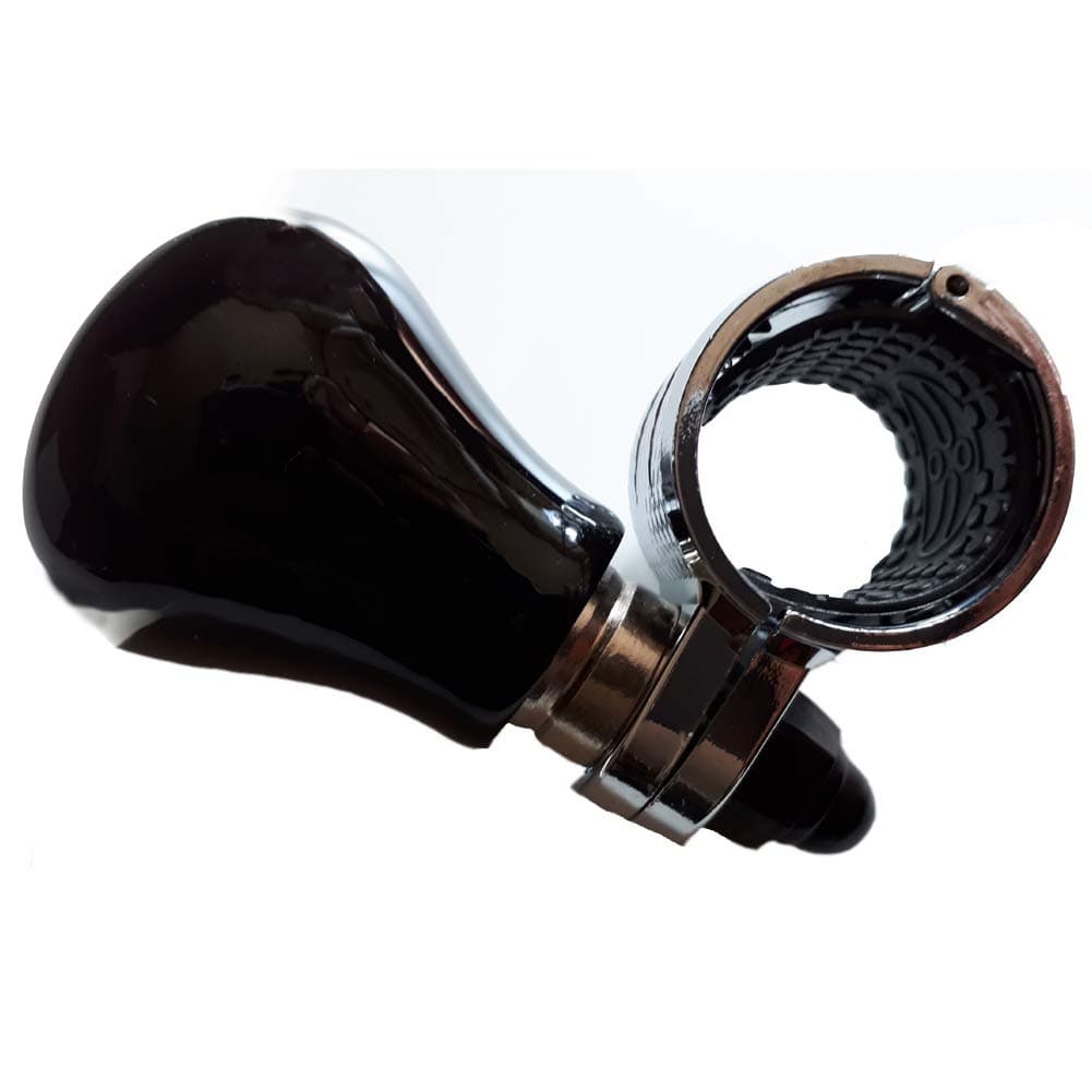 Luxury Wooden Vehicle Spinner Power Handle - Car Steering Wheel Accessory (Black)