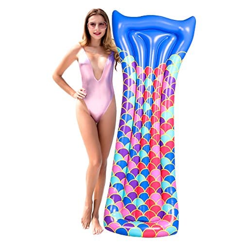 GABOSS Giant Mermaid Tail Pool Float - Swimming Pool Lounger - Inflatable Vinyl Summer Pool or Beach Toy - Giant Floaties for Adults
