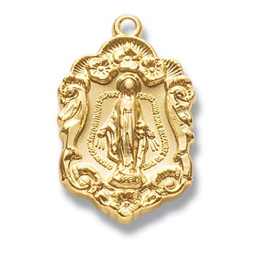 14K Gold Over Sterling Silver Small Fancy Miraculous Gift Boxed