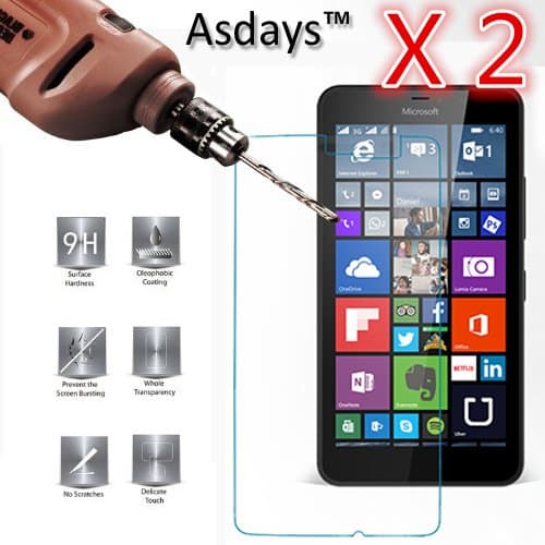 Microsoft Nokia Lumia 535 Screen Protector,Axdays Microsoft Nokia Lumia 535,(2in1-Pack) Tempered Glass Screen Protector Perfect Fit for Microsoft Nokia Lumia 535