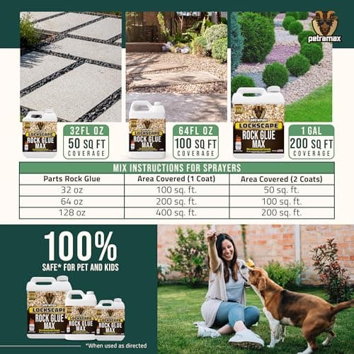 PetraMax Landscaping Rock Glue, Pea Gravel & Pea Sand Rock Glue, Landscape Lock Glue & Gravel Binder, Landscape Glue, Small Pebbles Glue, Multi Glue Binder - 32 oz