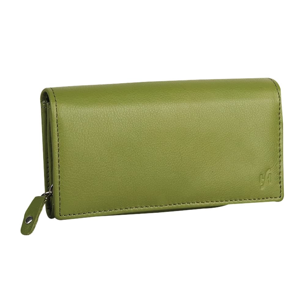 – Ladies RFID Long Clutch Wallet, Soft Genuine Leather Flap Over Women Purse, Credit Cardholder, ID Money & Coin Organizer 5510 (Green)