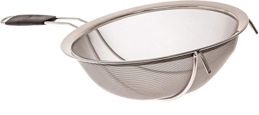Large Stainless Steel Fine Mesh Strainer with Reinforced Frame and Sturdy Rubber Handle Grip - Designed for Chefs and Commercial Kitchens & Perfect for Your Home - 9 Inch / 23 cm Diameter
