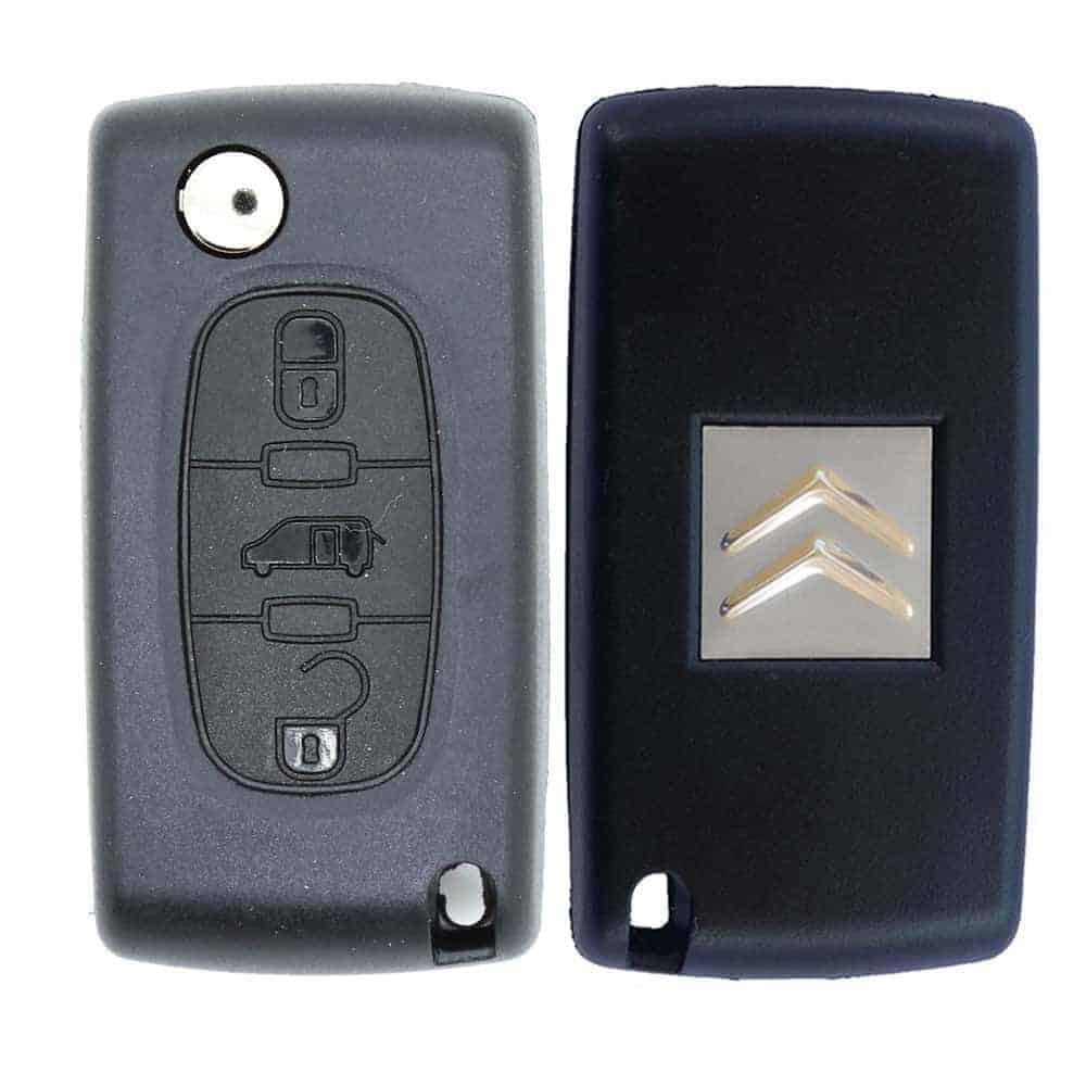 Replacement 3 Button Remote Car Key Fob Case CE0536 with VAN Symbol and VA2 Flip Blade Suitable for Citroen Cars and Vans Keys and Fobs