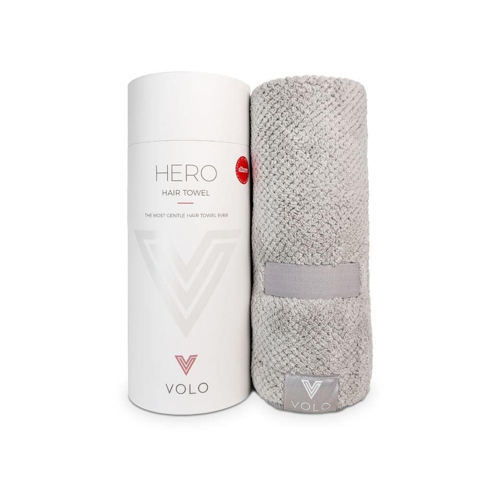 VOLO Hero Hair Towel – Ultra Soft Nanoweave™ Microfiber, Super Absorbent Quick Dry, Reduces Dry Time 50%, Anti-Frizz & Breakage, Secure Snug Strap, Large Wrap for All Hair Types - Luna Gray