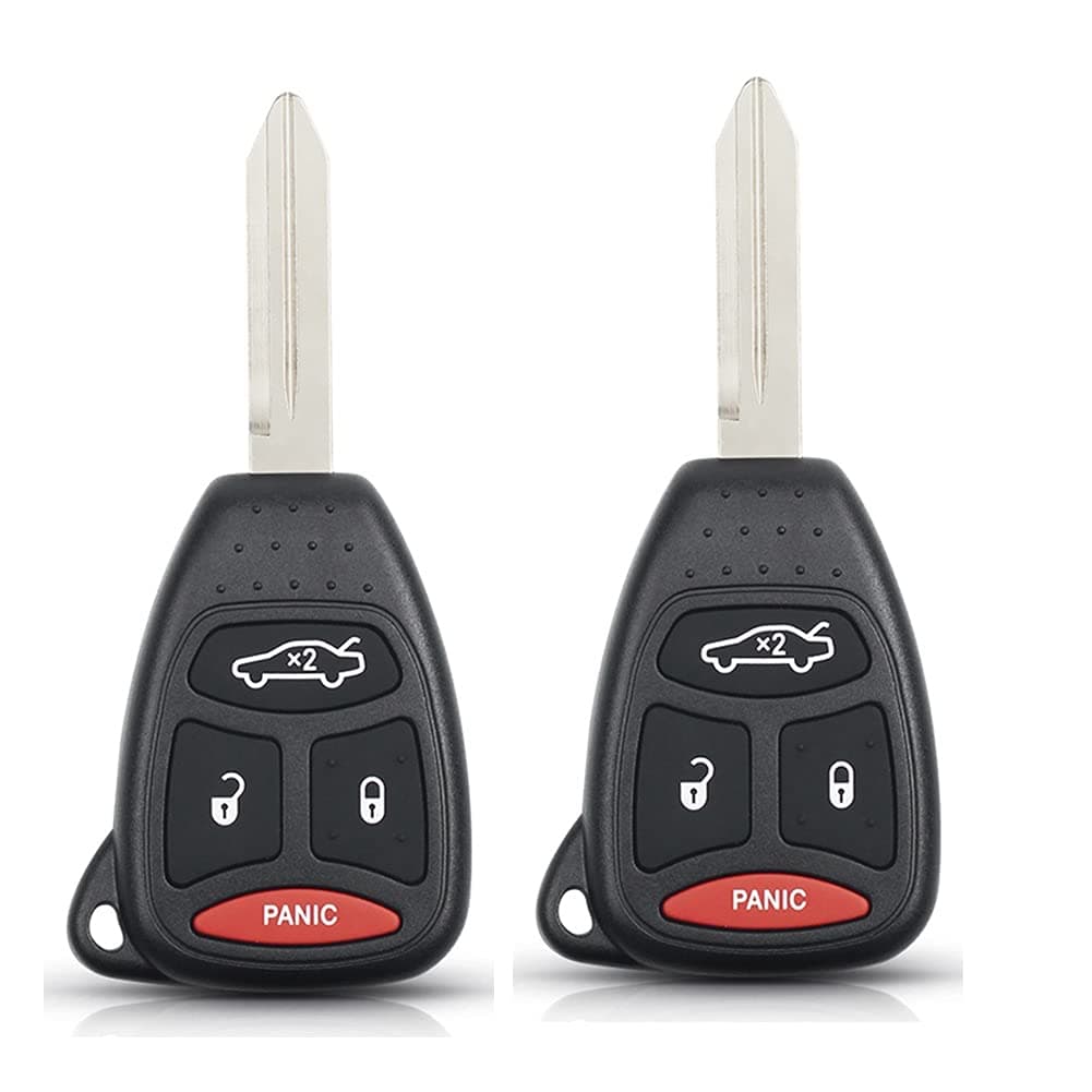CAUORMOTE Keyless Entry Remote Uncut Car Key Fob for Jeep Commander Grand Cherokee/Dodge Charger Durango Magnum/Chrysler 300 Aspen (KOBDT04A), Set of 2