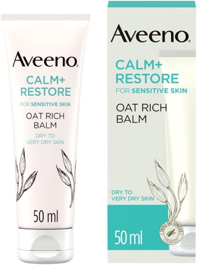 Face CALM+RESTORE Oat Rich Balm (1x 50ml), 24-Hour Hydration Face Moisturiser with Triple Oat Complex, Face Care Soothes and Hydrates Irritated, Very Dry, and Sensitive Skin