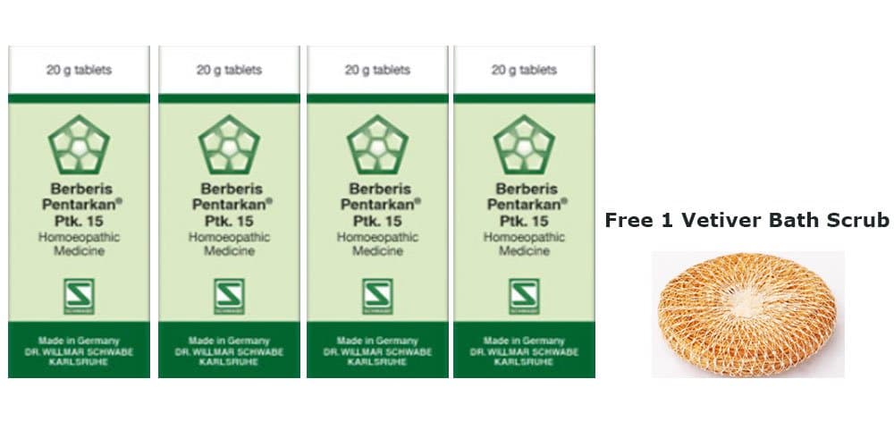 Schwabe Berberis Pentarkan - Ptk 15 (Pack of 4) + Free 1 Vetiver Bath Scrub