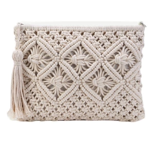 Looks Hand Work Women's Handmade Macrame Crossbody Sling Bags For Girls ,Off White