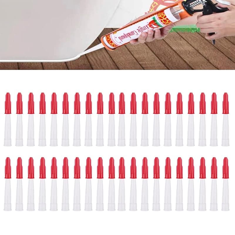 Pack of 40 Cartridge Tips Transparent Silicone Nozzles Replacement Tips Sealing Caps Silicone Cartridges Sealing Nozzles Kitchen Household Sealant Tool with Red Nozzles Caps Sealant Tool (40)