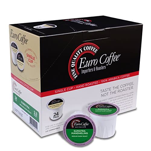 Euro Coffee Sumatra Mandehling, 24 Count Single-Serve K-Cup Keurig Compatible. Award Winning Artisan Coffee Roaster