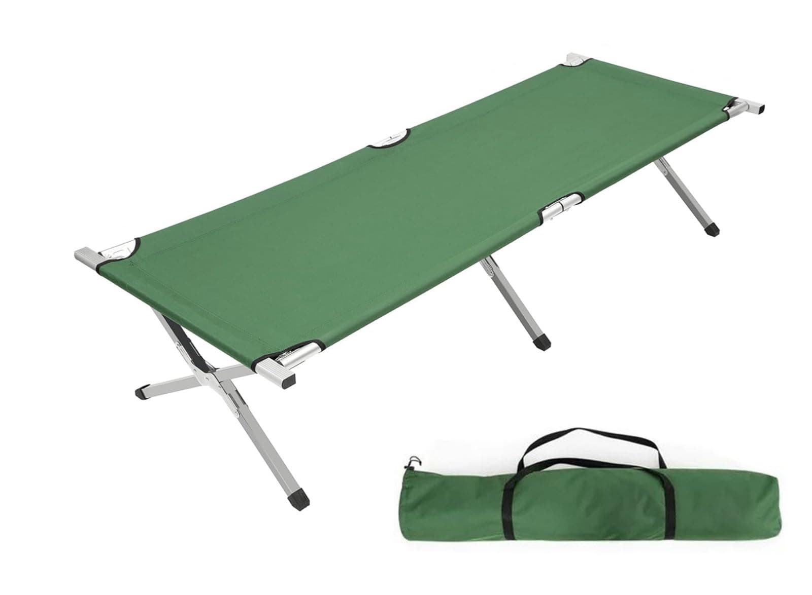 HOMION Folding Camping Bed Deluxe Lightweight & Portable Strong Frame & Polyester Fabric Carry Bag Included Camping Festivals Fishing Caravan Mattress Heavy-Duty Frame Camper Van