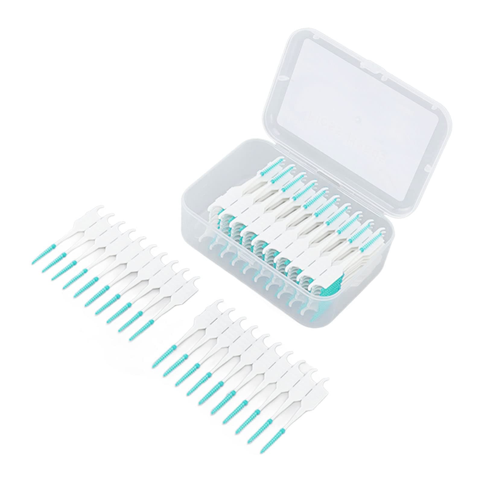 TOPINCN 200Pcs Interdental Brush, Toothpick Flossing Tooth Tool Professional Brush Micro Tight Cleaner with Portable Case(Mint Green)