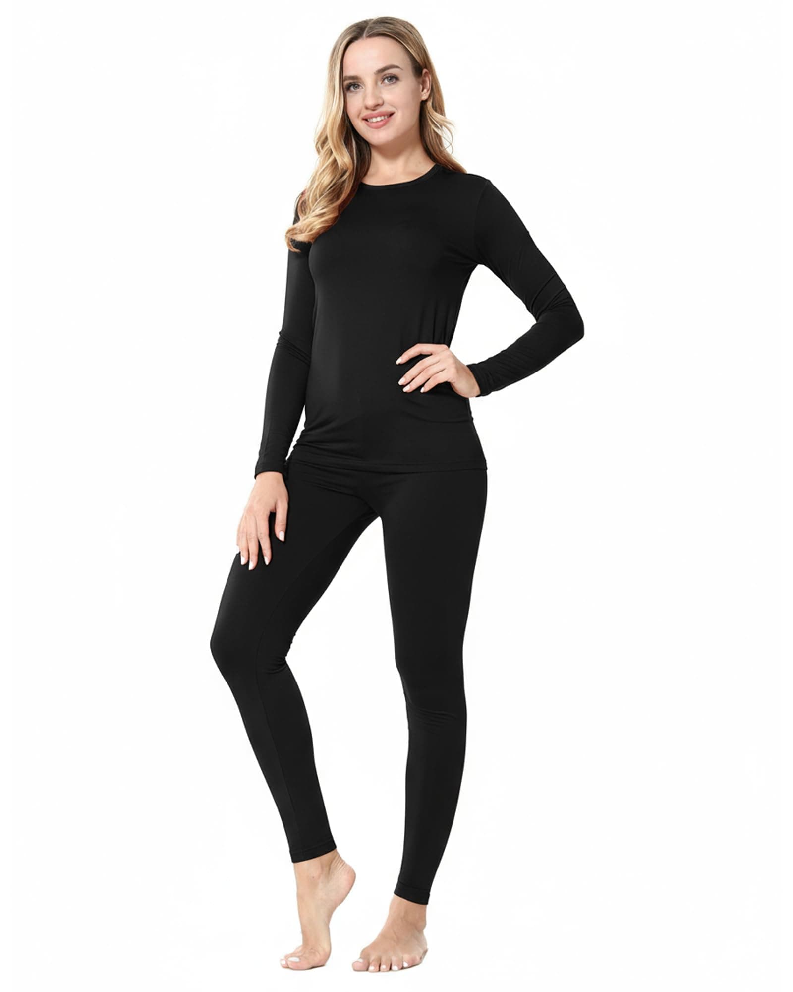 Thermal Underwear for Women Fleece Lined Long Johns Base Layer Thermals Top and Bottom Set Cold Weather