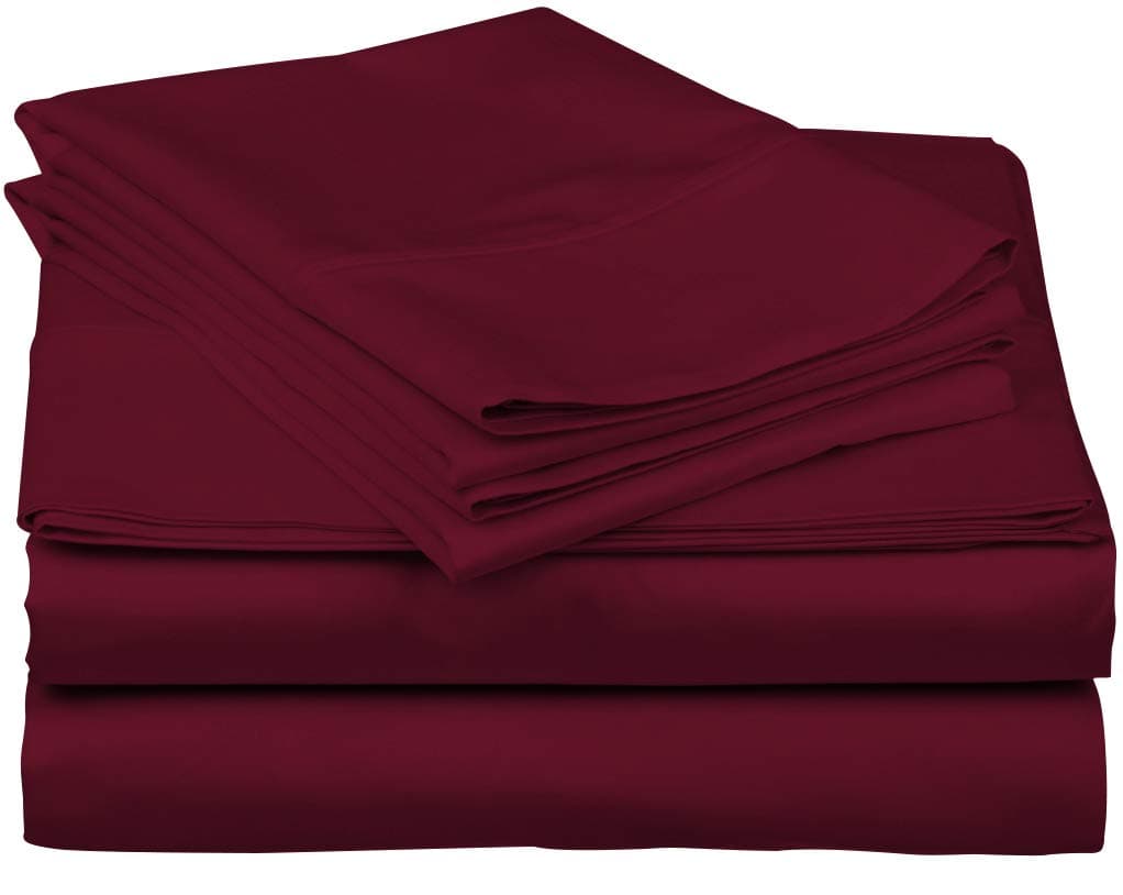 Carressa Linen100% Egyptian Cotton King Size Sheets Set - 600 Thread Count Egyptian Cotton Queen Sheets King Size (4 PC, Classic Burgundy), Soft, Cooling, 16" Deep Pocket Sateen Weave Hotel Bed SheetOEKO-TEX STANDARD 100