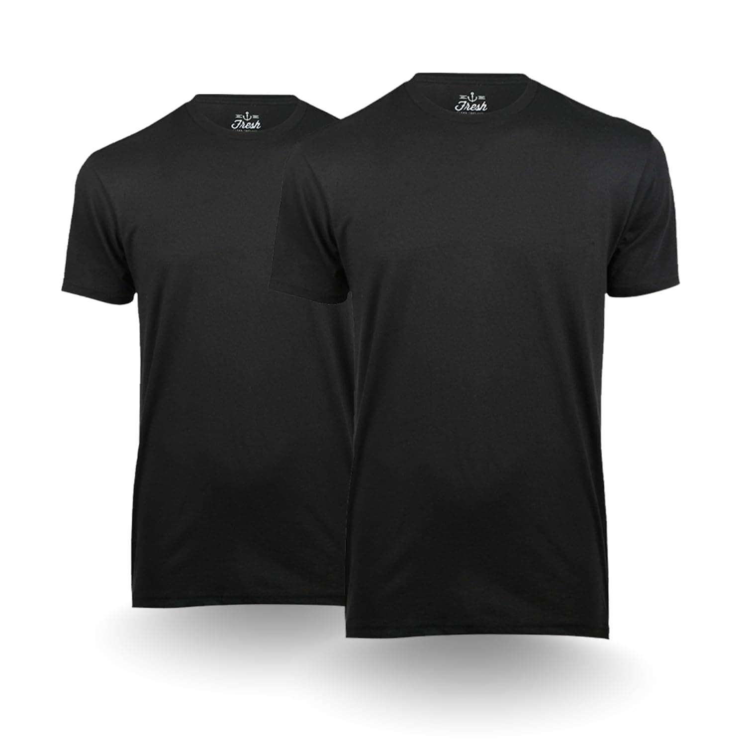 Fresh Clean ThreadsBlack T-Shirts for Men - Soft and Fit Mens T-Shirt - Cotton Poly Blend - Pre Shrunk Premium Tee