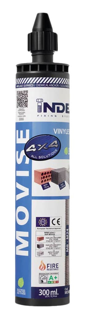 Index Fixing Systems movise – Chemical Anchor for Large Loads in Elements Solid and Hollow Vinylester Styrene Free), MOVISE300_
