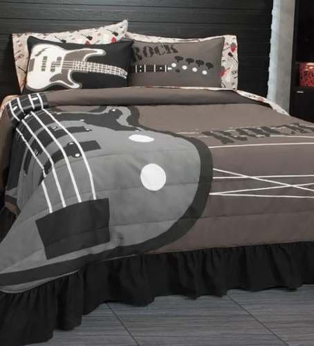 NEW Guitar Teens Bedspread Set and Sheet Set (Full/Queen)
