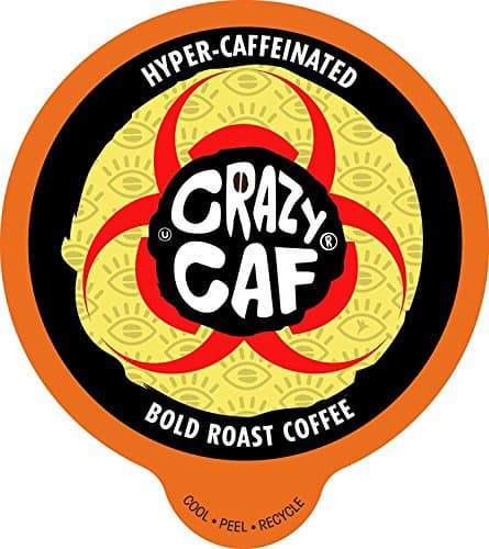 Crazy Cups Flavored Coffee for Keurig K-Cup Machines, Hyper-Caffeinated Coffee, Hot or Iced Drinks, 22 Single Serve, Recyclable Pods