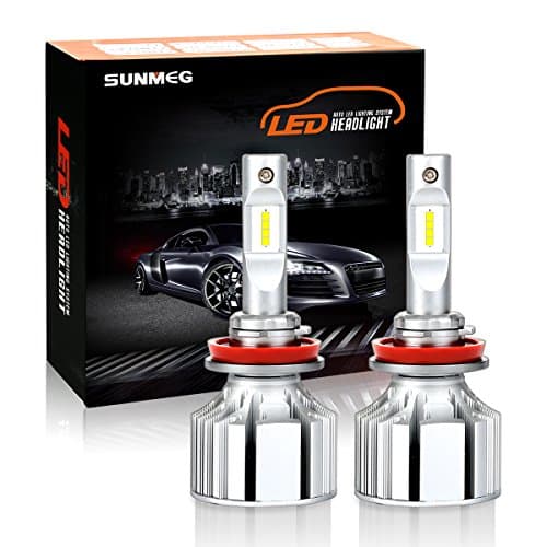 SUNMEG LED Headlight Bulbs H11/H8/H9, 60W 8000 Lumen 6000K Cool White, 360 Degree Adjustable Beam All-in-One Conversion Kit, DOT Approved, 2 Yr Warranty