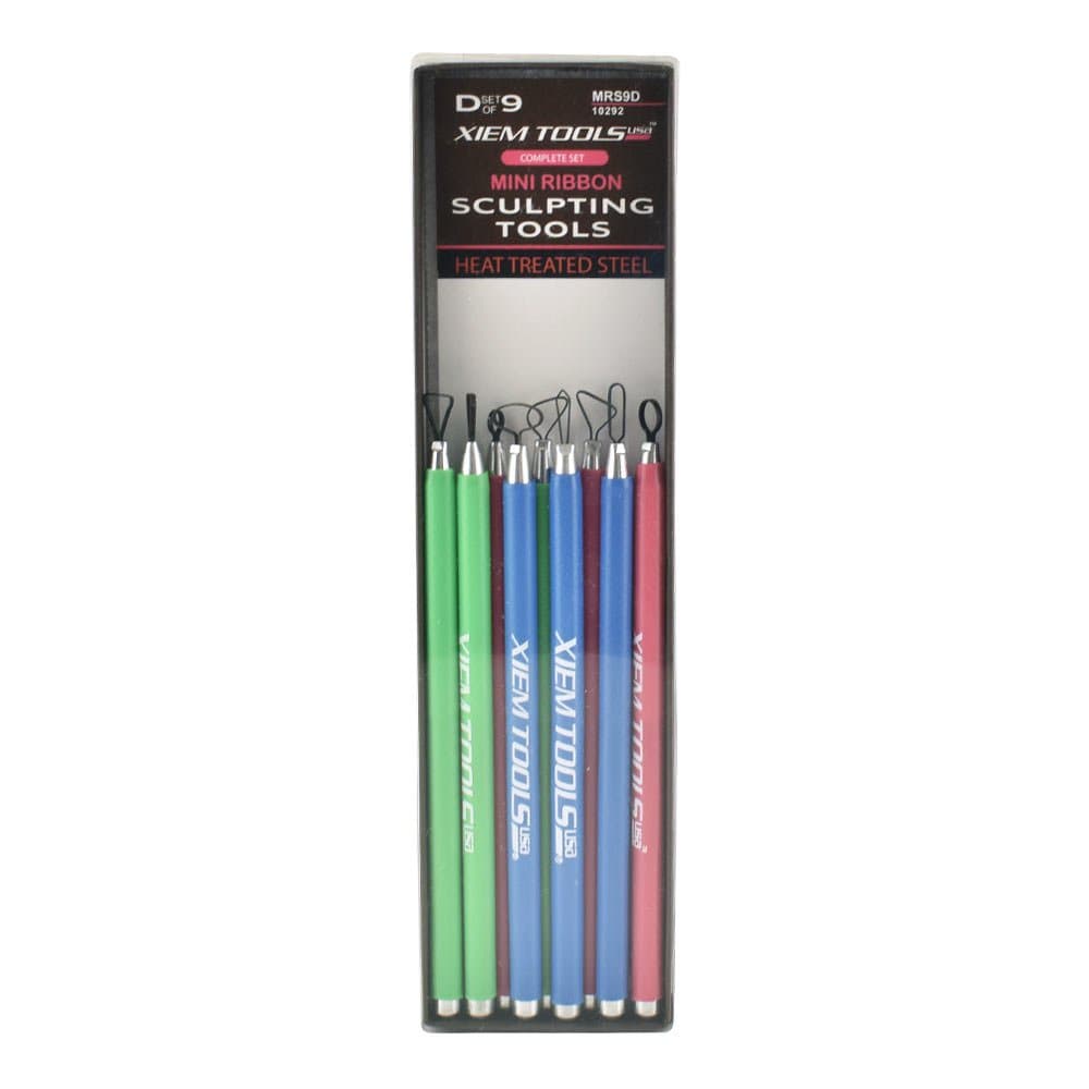 USA Complete Set of Mini Ribbon Sculpting Tools, Heat Treated Steel, Set D Includes 9 Tools (MRS9D-10292)