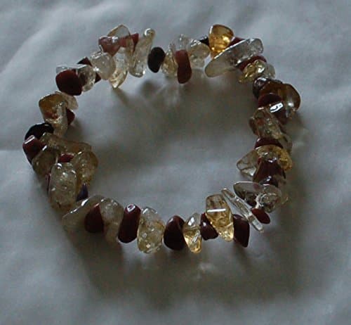 CITRINE AND RHODONITE CHIP BEAD HEALING CRYSTAL BRACELET