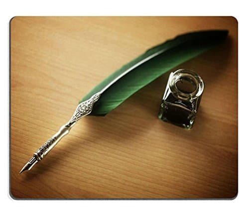 APSRA Mousepads Quill Pen and Ink Well Resting On A Desk Concept for Correspondence Writer Customized Art Desktop Gaming Mouse Pad