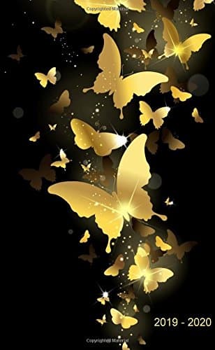 2019 - 2020: Two-Year Monthly Pocket Planner: 24-Month Calendar , Notes and Phone book, U.S. Holidays, Size : 4.0" x 6.5", Hand Lettering book ( Cover: Golden Butterflies )