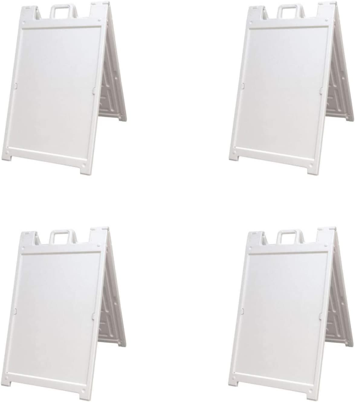 White 4-Pack of Plasticade Signicade Deluxe A-Frame Sidewalk Curb Sign Portable Folding Double-Sided Display with Quick-Change System