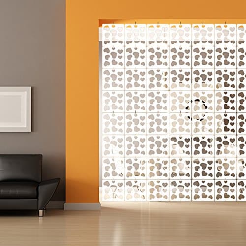 YIZUNNU Hanging Room Divider Panel, 12P/Set White Panels Screen Wood Plastic Board Room Partition Home Decor,11.4"x11.4"
