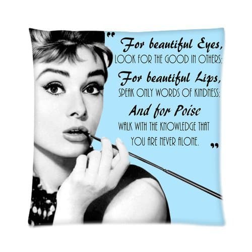 Mark Fashion Custom Audrey Hepburn Quotes Throw Pillow Covers 16 x 16 Pillowcase Cover