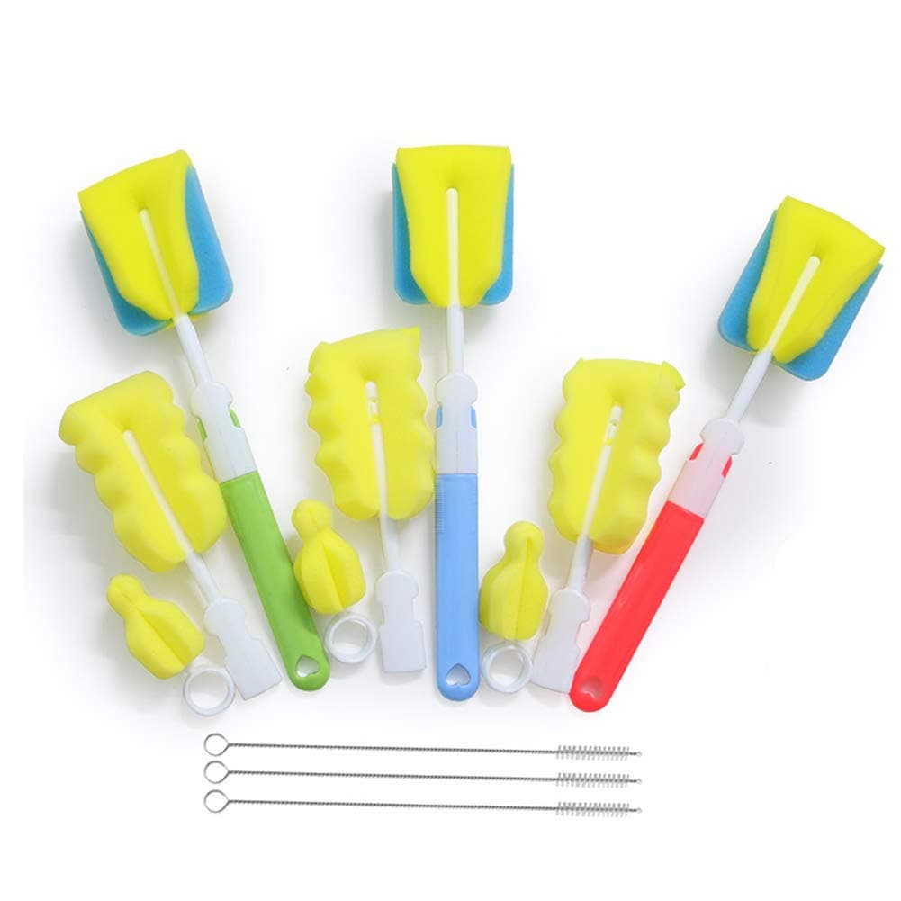 UUSHER Sponge Bottle Brush, Baby Bottle Brush Set with Straw and Nipple Brush