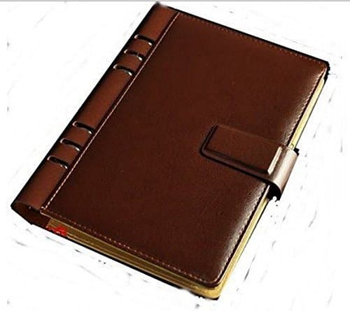 Filofax leather A6 card business card pen holder with ring 22mm (Brown)