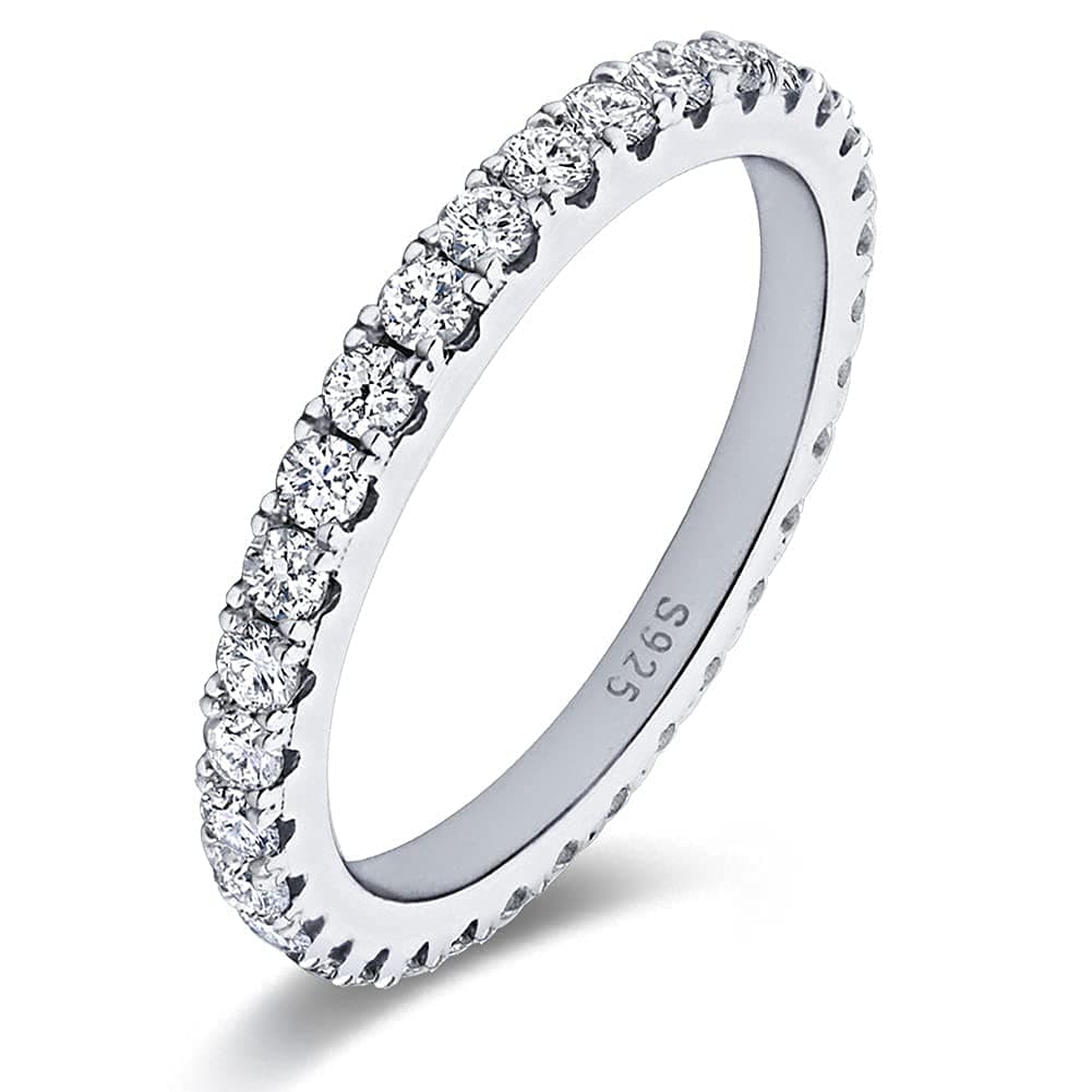 Round Cubic Zirconia Eternity Rings Wedding Band