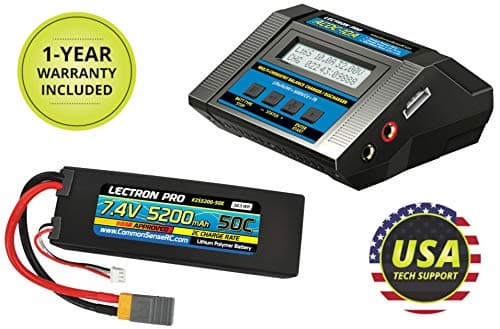 Lectron Pro 7.4V (2S) 5200mAh 50C LiPo Battery & ACDC-10A Charger Starter Pack