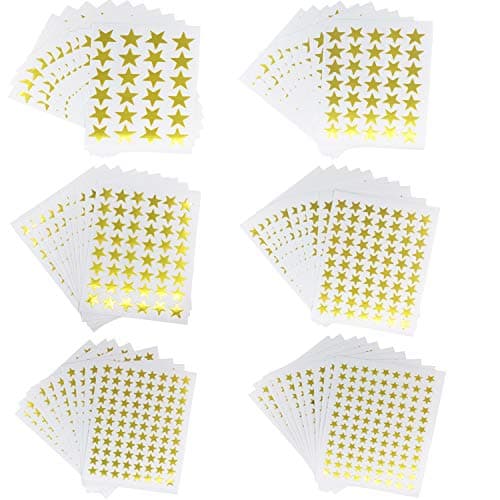 Kenkio 7460 Count Star Stickers Gold Self-adhesive Stickers Stars