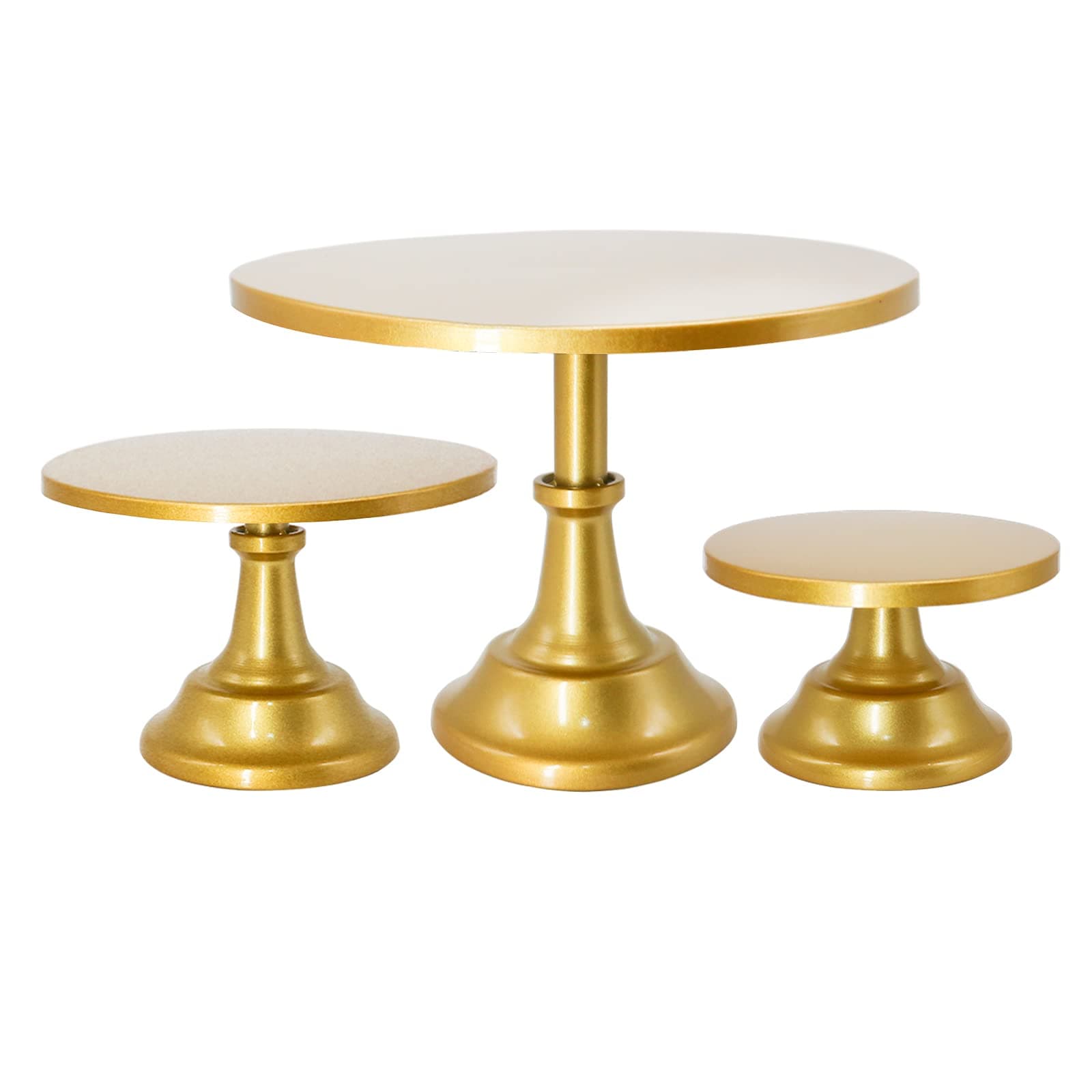 Set of 3 Pieces Cake Stands Iron Cake Holder Dessert Display Plate Serving Tray for Baby Shower Wedding Birthday Party (Gold)