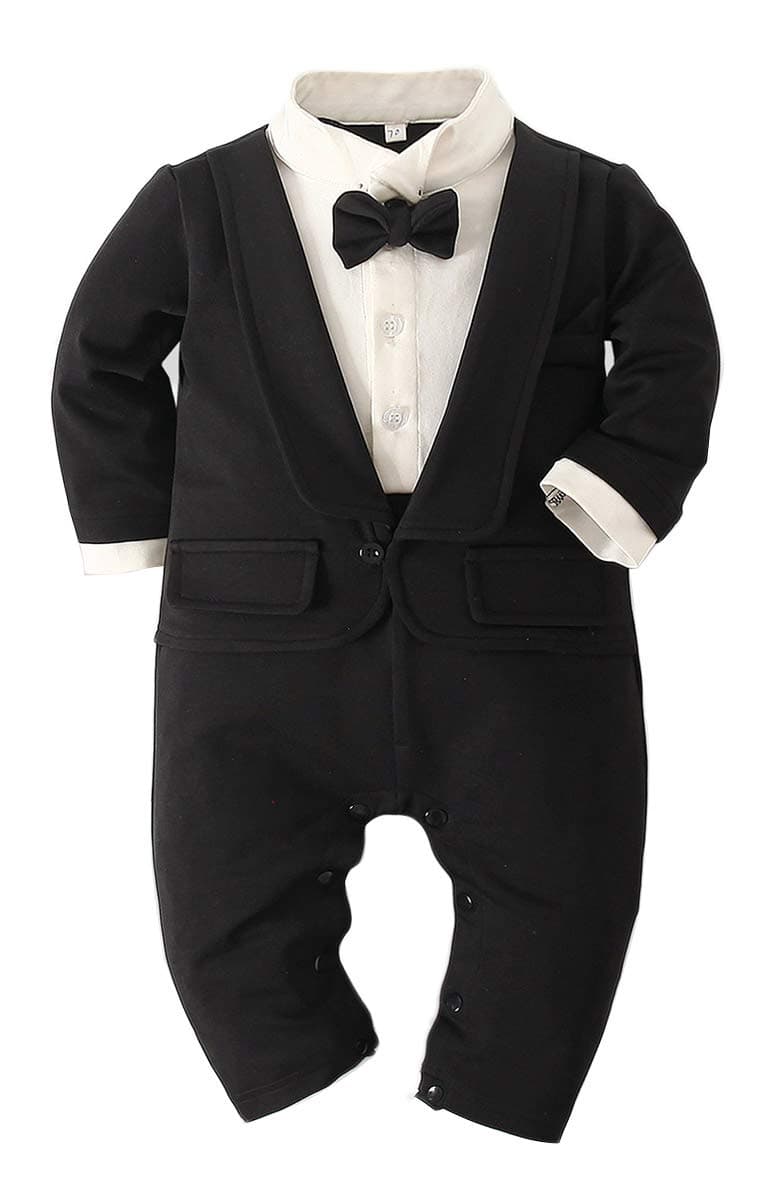 Baby Boys' Tie Striped Vest Gentleman One-Piece Romper Wedding Outfit