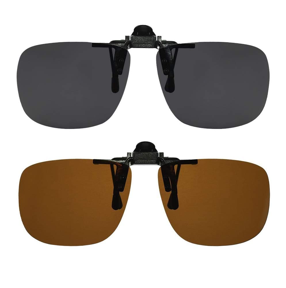 Clip On Sunglasses Flip Up Polarized Sunglasses Clip onto Eyeglasses Over Prescription Glasses Case Included